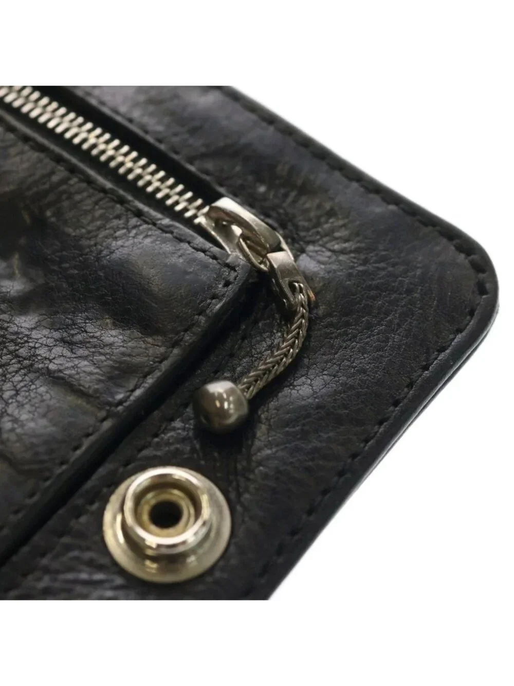 Chrome Hearts 1 Snap Cross Ball Button Leather Wallet Black
